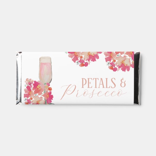Petals & Prosecco Bridal Shower Floral Pink Hershey Bar Favors (Front)