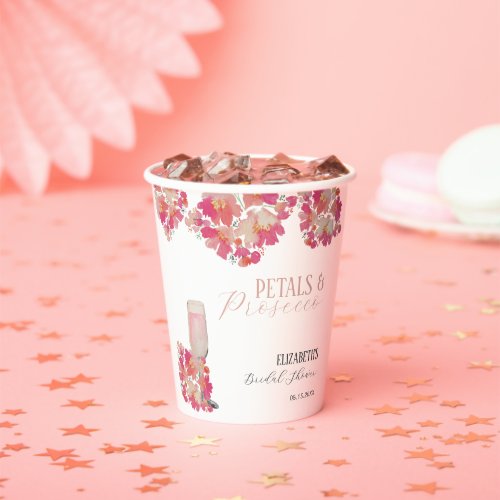 Petals  Prosecco Bridal Shower Floral Pink Paper Cups
