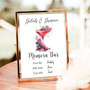 Mimosa Bar with Blueberries, Open Bar Wedding Bar Menu Sign and