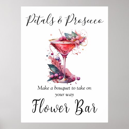 Petals  Prosecco Bridal Shower Flower Bar Poster