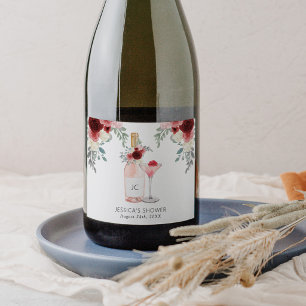 Petals & Prosecco Bridal Shower Gift Tags Sparkling Wine Label