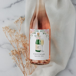 Petals & Prosecco Bridal Shower Gift Tags Wine Label