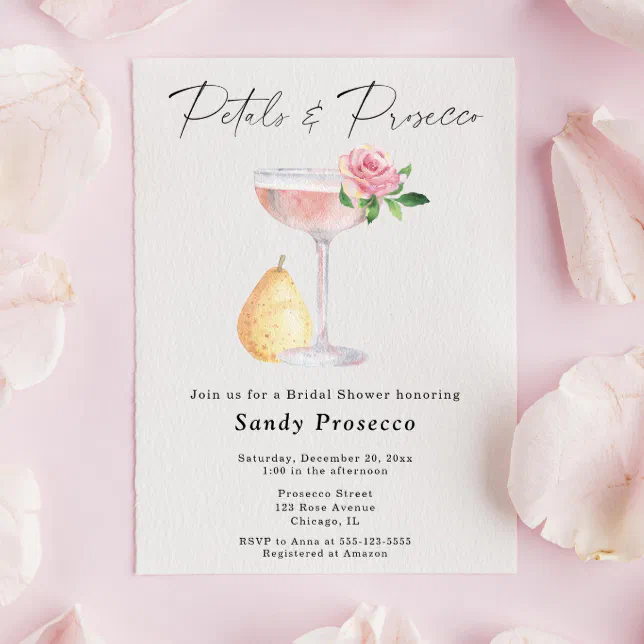 Petals & Prosecco Bridal Shower Invitation | Zazzle