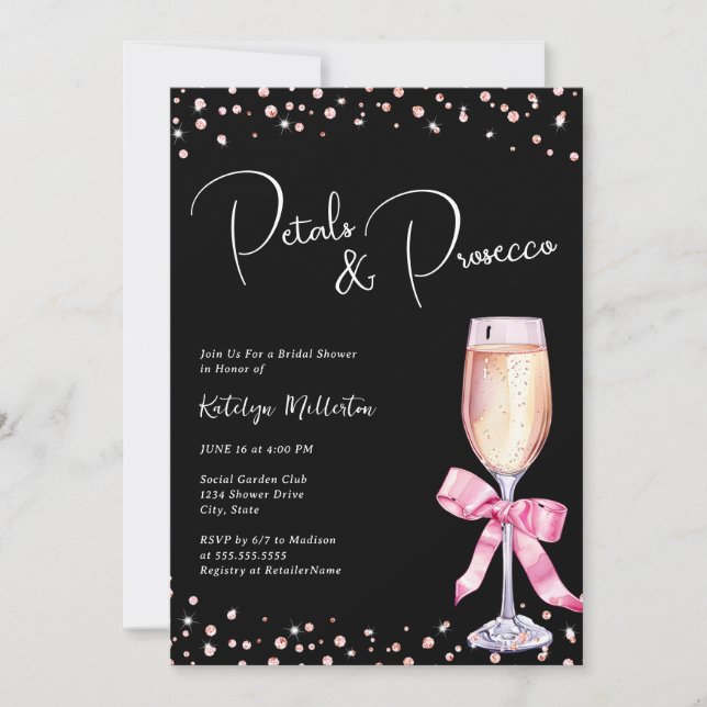Petals & Prosecco Bridal Shower Invitation (Front)