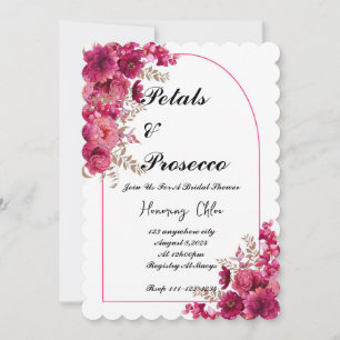 PETALS & PROSECCO BRIDAL SHOWER INVITATION, PINK INVITATION