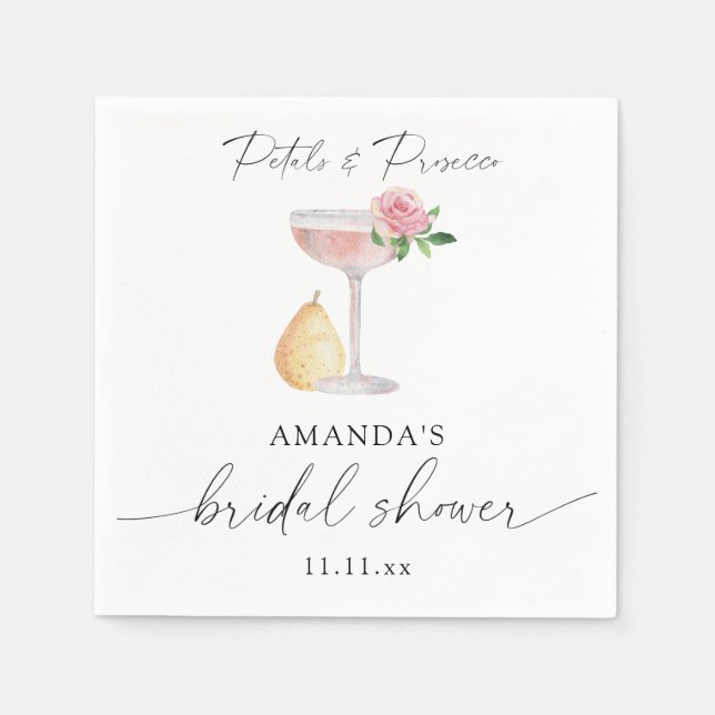 Petals & Prosecco - bridal shower Napkins (Front)