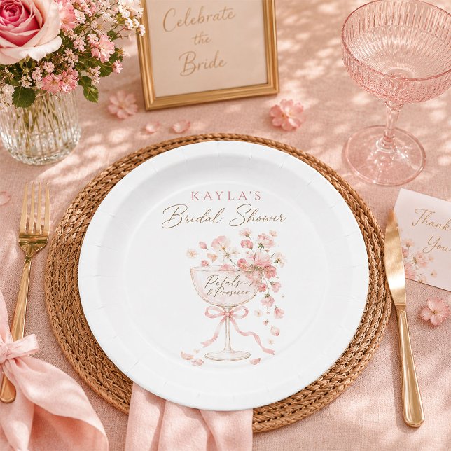 Petals & Prosecco Bridal Shower Paper Plates (Creator Uploaded)
