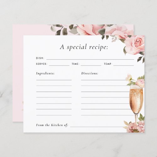 Petals  Prosecco Bridal Shower Recipe Card