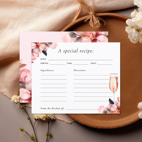Petals  Prosecco Bridal Shower Recipe Card