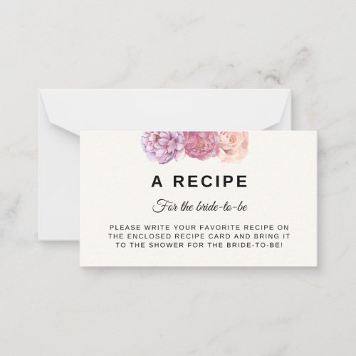 Petals  Prosecco Bridal Shower Recipe Card