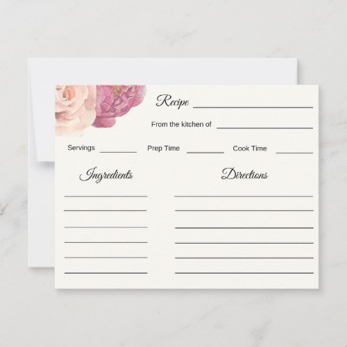 Petals  Prosecco Bridal Shower Recipe Instruction Note Card