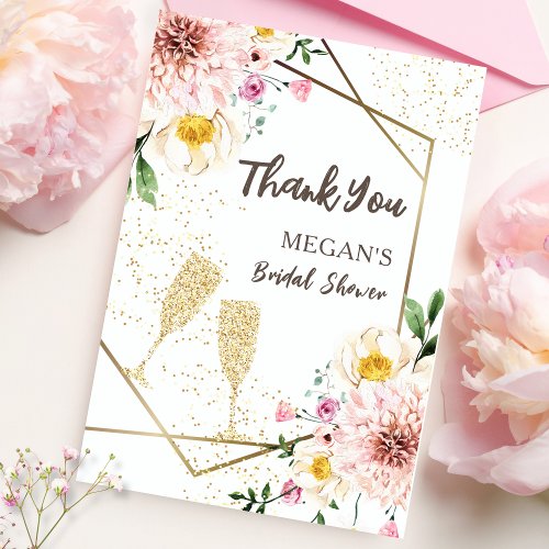 Petals  Prosecco  Bridal Shower Thank You Card