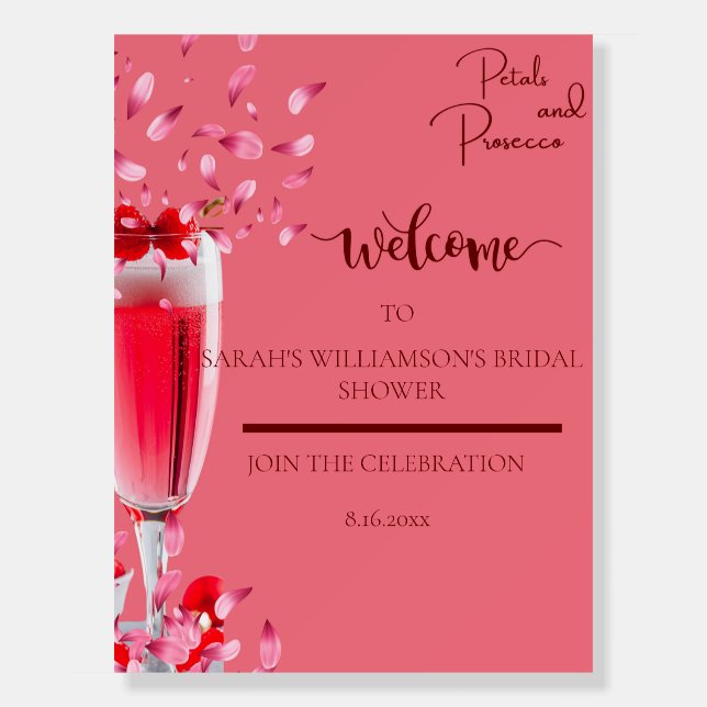Petals & Prosecco Bridal Shower Welcome   Foam Board (Front)