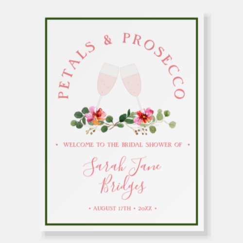 Petals  Prosecco Bridal Shower Welcome Foam Board