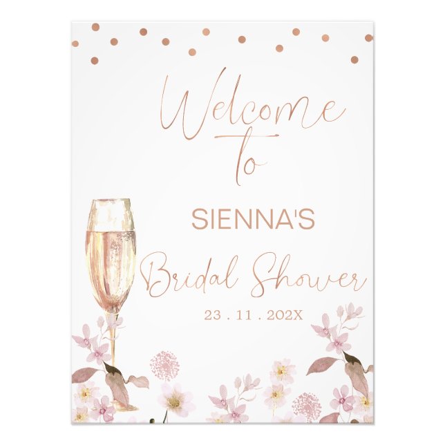 Petals Prosecco Bridal Shower Welcome Sign (Front)