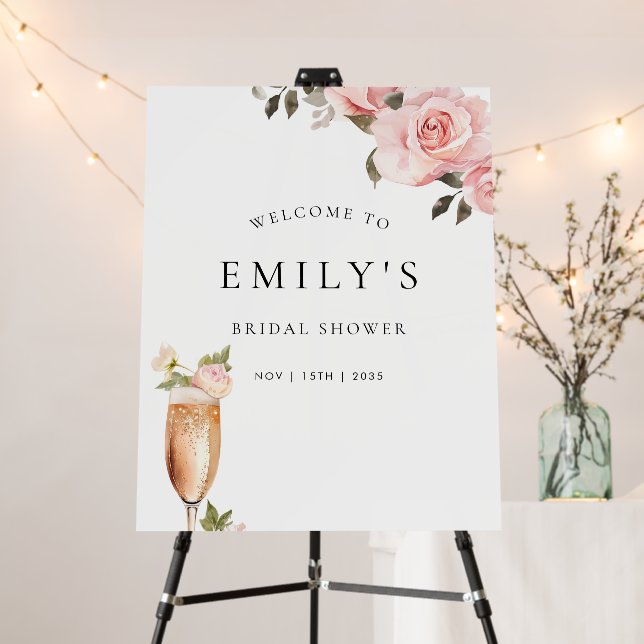 Petals & Prosecco Bridal Shower Welcome Sign (In Situ (Stand))