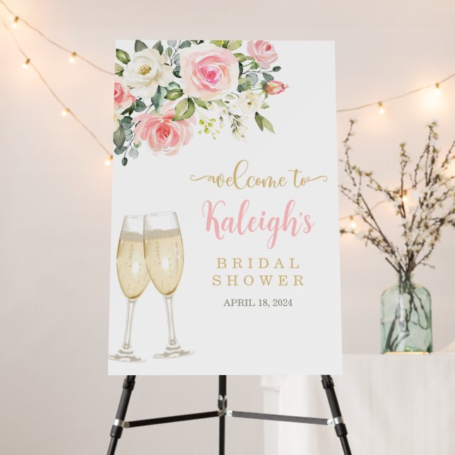 Petals & Prosecco Bridal Shower Welcome Sign (In Situ (Stand))