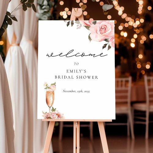 Petals  Prosecco Bridal Shower Welcome Sign