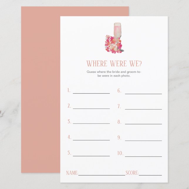 Petals & Prosecco Bridal Shower Where were we (Front/Back)