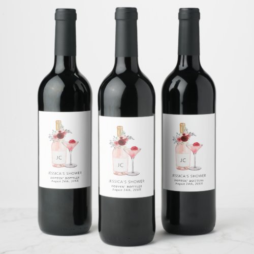 Petals  Prosecco Bridal Shower Wine Label