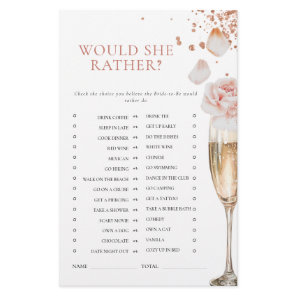 Petals & Prosecco Bridal Shower Would she Rather Stationery