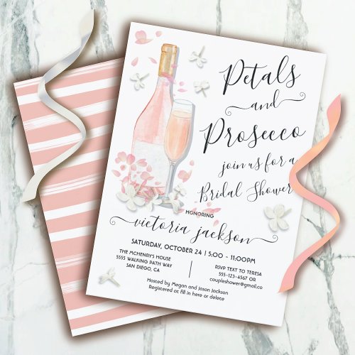 Petals  Prosecco Brunch  Bubbly Bridal Shower Invitation