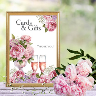 Petals & Prosecco "Cards & Gifts" Sign Invitation