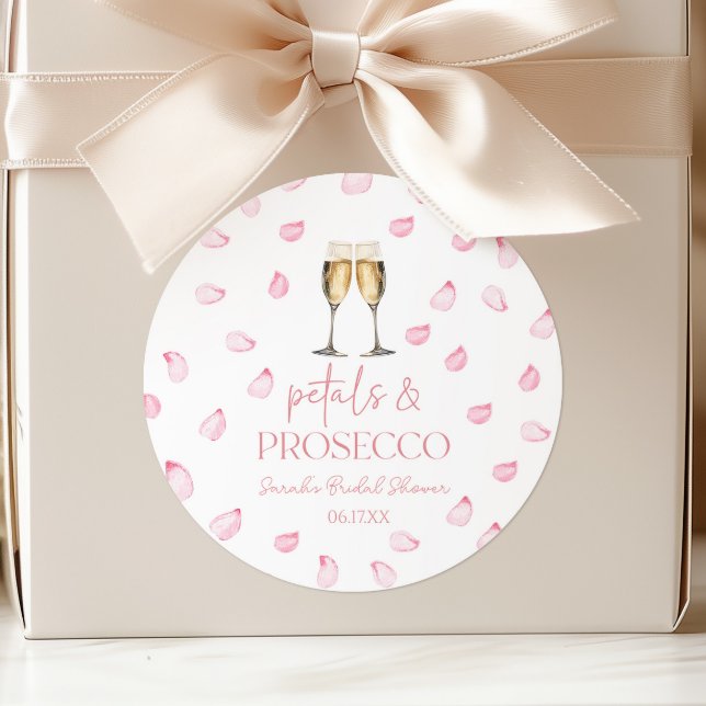 Petals & Prosecco Champagne Bridal Shower  Classic Round Sticker (Creator Uploaded)