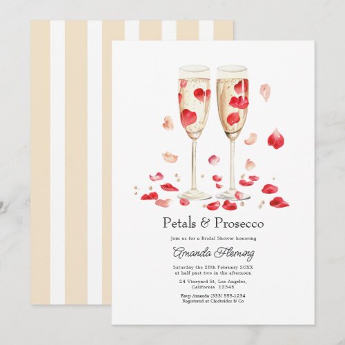 Petals & Prosecco Champagne Bridal Shower Invitation