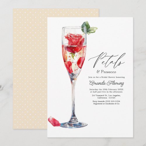 Petals & Prosecco Champagne Bridal Shower Invitation