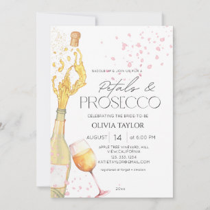 Petals & Prosecco Elegant Champagne Bridal Shower Invitation