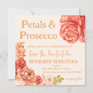 petals prosecco elegant floral bridal shower invitation