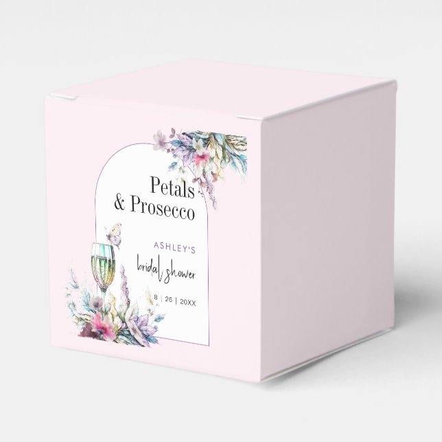 Petals & Prosecco Floral Arch Bridal Shower Favor Boxes (Front Side)
