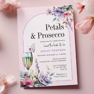 Petals & Prosecco Floral Arch Bridal Shower Invitation
