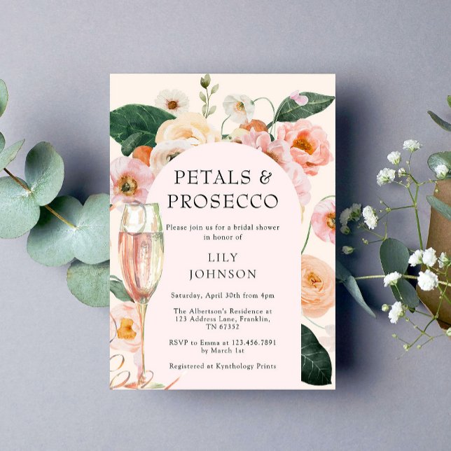 Petals & Prosecco Floral Arch Bridal Shower Invitation (Creator Uploaded)
