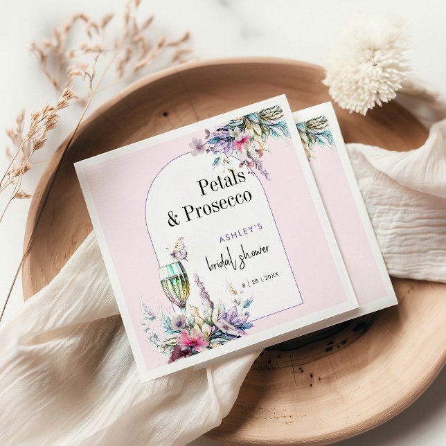 Petals & Prosecco Floral Arch Bridal Shower Napkins (Creator Uploaded)