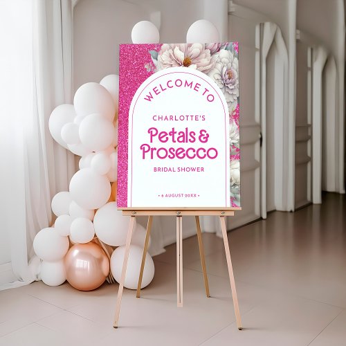 Petals  Prosecco Floral Arch Bridal Shower Poster