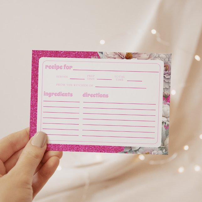 Petals Prosecco Floral Arch Bridal Shower Recipe Note Card (Creator Uploaded)