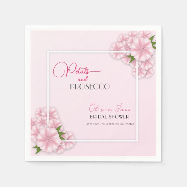 Petals & Prosecco Floral Arch Pink Bridal shower Napkins (Front)