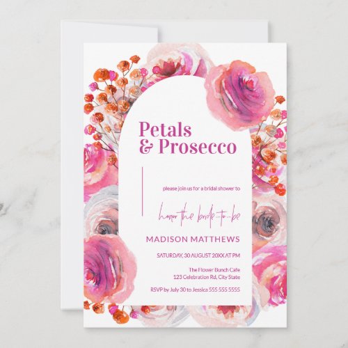 Petals  Prosecco Floral Arch Summer Bridal  Invitation