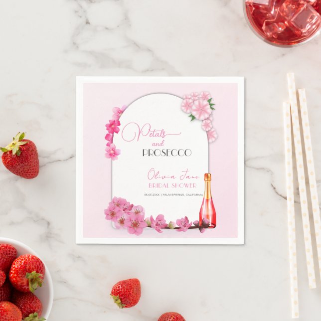 Petals & Prosecco Floral Arch Summer Bridal shower Napkins (Insitu)