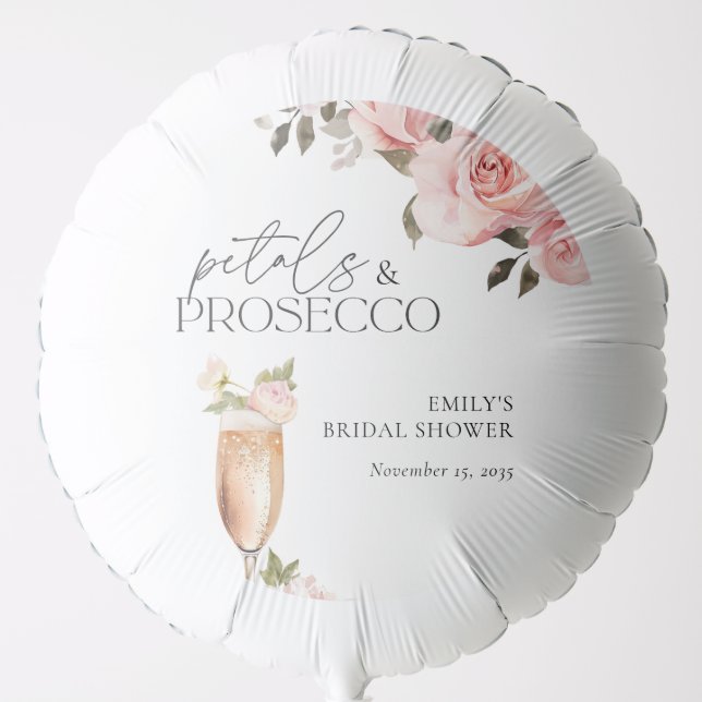 Petals & Prosecco Floral Bridal Shower Balloon (Front)
