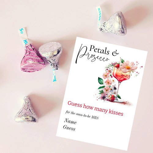 Petals Prosecco Floral Bridal Shower Brunch Guess Enclosure Card