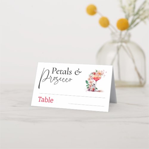 Petals Prosecco Floral Bridal Shower Brunch Party Place Card