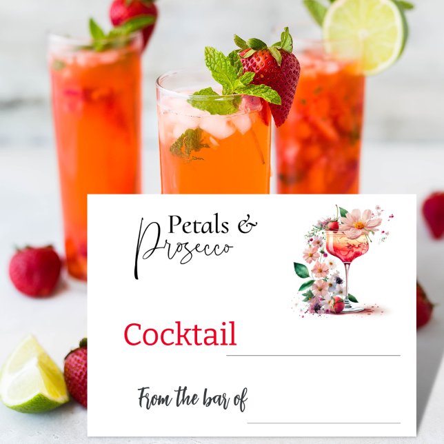 Petals Prosecco Floral Bridal Shower Cocktail Note Card (Create your own collection of the best cocktail recipes)