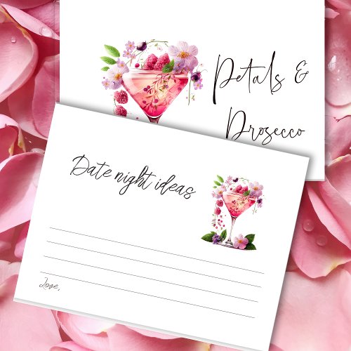 Petals  Prosecco Floral Bridal Shower Date Game Enclosure Card