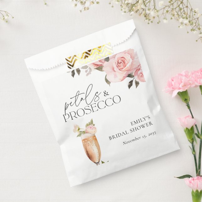 Petals & Prosecco Floral Bridal Shower Favor Bag (Sealed)