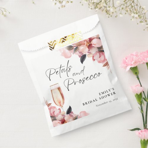 Petals  Prosecco Floral Bridal Shower Favor Bag