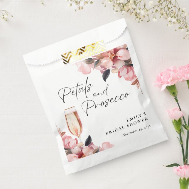 Petals & Prosecco Floral Bridal Shower Favor Bag (Sealed)