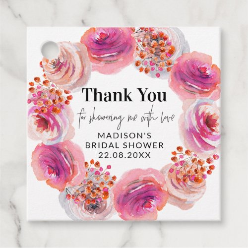 Petals  Prosecco Floral Bridal Shower Favor Tag